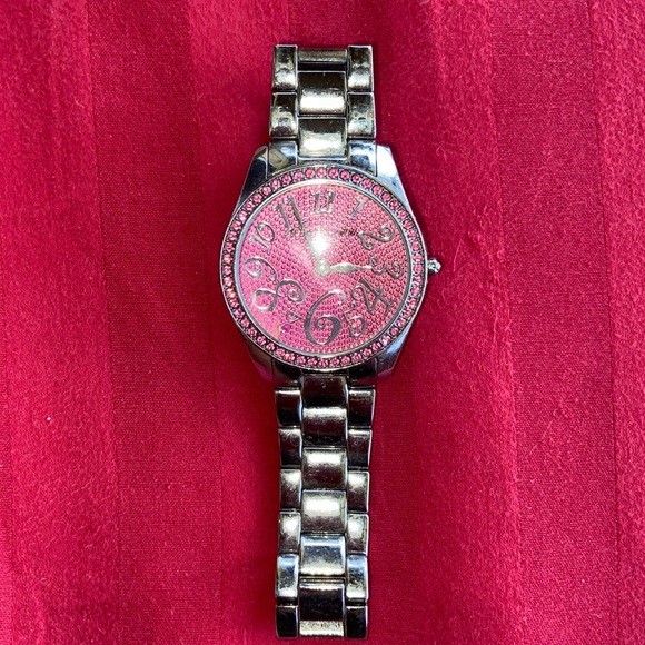 Betsey Johnson Accessories - HOT PINK BETSEY JOHNSON RHINESTONE WATCH💓